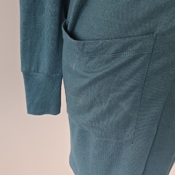 Teal Green Open Front Cardigan Sweater - Picture 3 of 4